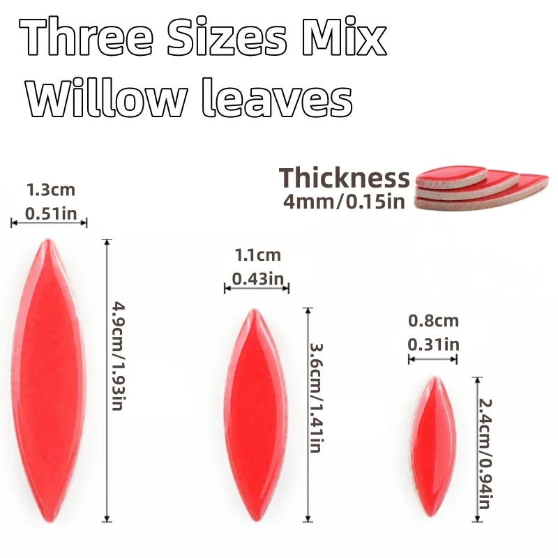 Description Picture 2 of item200g/7oz Ceramic Petal Mosaic Tiles DIY Porcelain Leaf Tile Willow Leaves Mosaic Making Stones 3-Sizes-Mix 4mm/0.15in Thickness