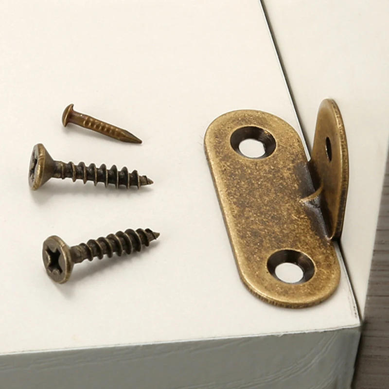 Description Picture 5 of item4/8Pcs Retro Label Tag Frame Holder Picture Photo Wall Hanger Hook Brass Corner Bracket Right Angle Support Fastener with Screw