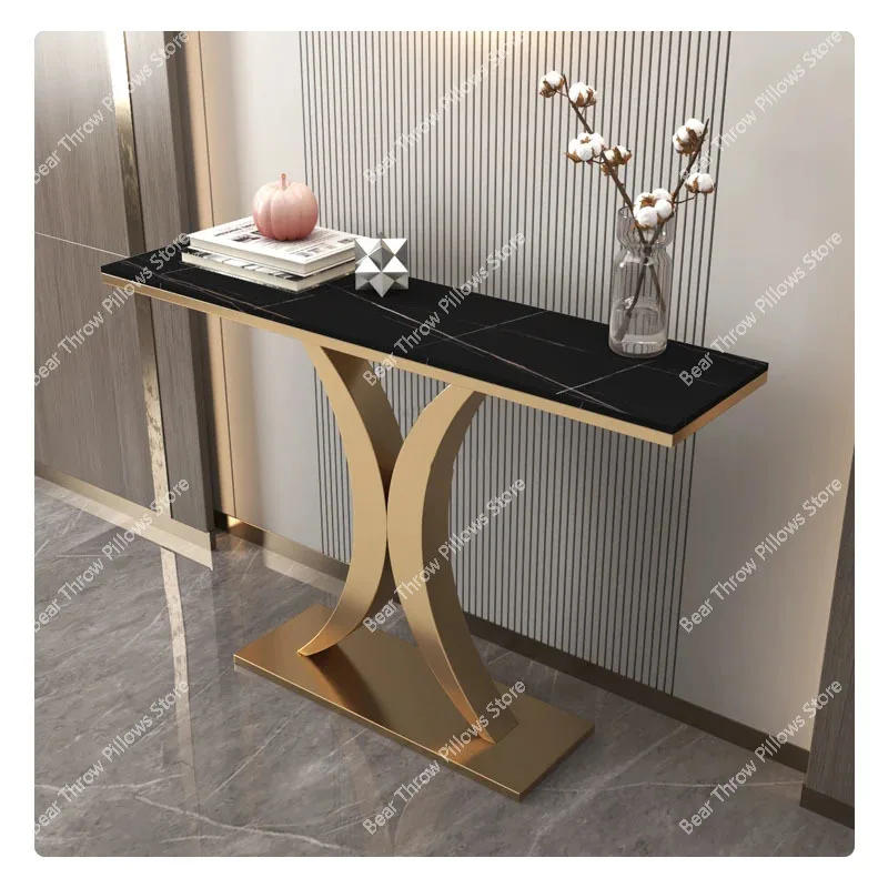 Description Picture 4 of itemModern Light Luxury Slate Console Tables Living Room Furniture Entrance  Home Wrought Iron Against The Wall Hallway Table
