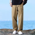 Summer Autumn Loose Wide-leg Casual Pants Cotton Thin Straight Tube Men Leisure Trousers Joggers Sweatpants