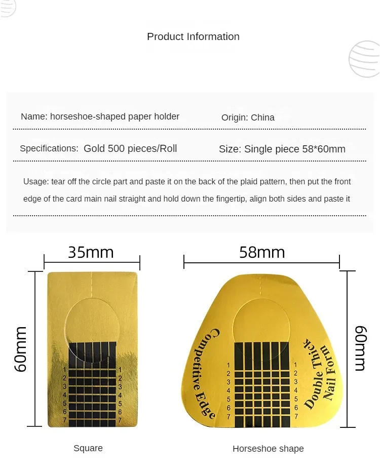 Description Picture 3 of item100/500Pc French Nail Form Tips Acrylic UV Gel Extension Curl Form Nail Gel Sticker Art Guide Mold Manicure Stencil Acrylic Tool