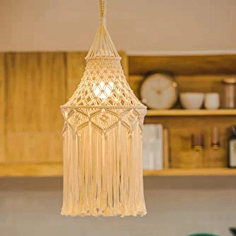 Description Picture 4 of itemMacrame Lamp Shade Hanging Pendant Light Cover Office Bedroom Living Room Nursery Dorm Room Bohemian Home Decor