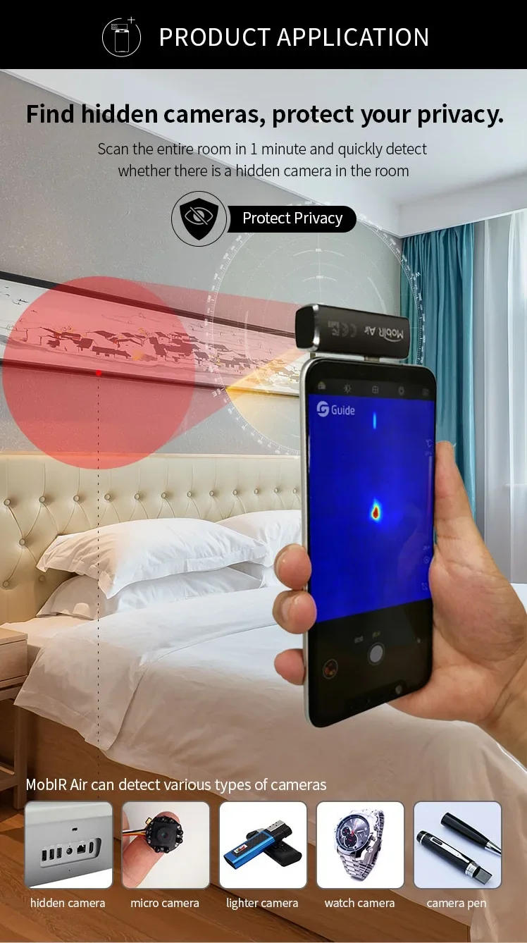 Description Picture 3 of itemGuide MobIR Air Thermal Camera Used for smartphones 25Hz Infrared  Imaging Temperature Instruments Color Dark Grey