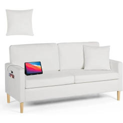 3 Pieces Faux Leather Loveseat Couches with USB Living Room Furniture Accent Arm Chairs for Small Space