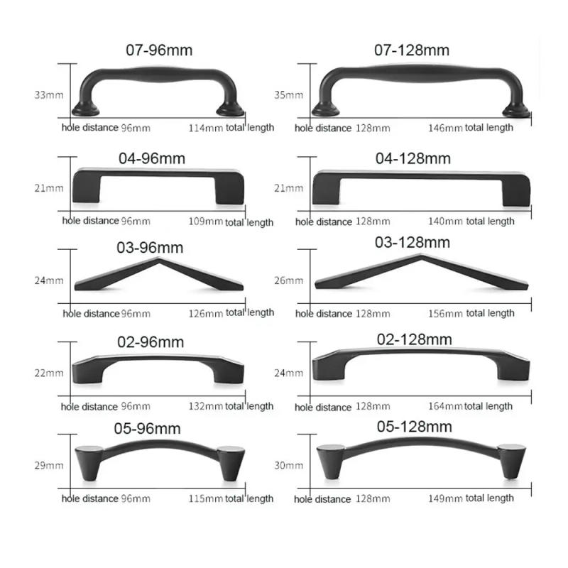 Description Picture 4 of itemBlack Solid Aluminum Alloy Home Improvement Door Pulls Kitchen Cupboard Knobs Furniture Hardware Cabinet Handles Drawer Pulls