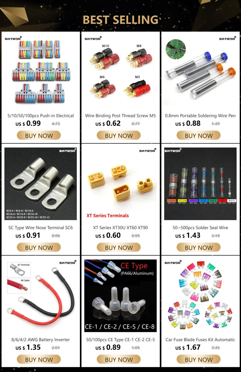 Description Picture 2 of itemSC Type Wire Nose Terminal SC6 SC10 SC16 SC25 Bare Copper Battery Block Lugs Hole ID 6 8 10 12mm Crimp Wire Connector