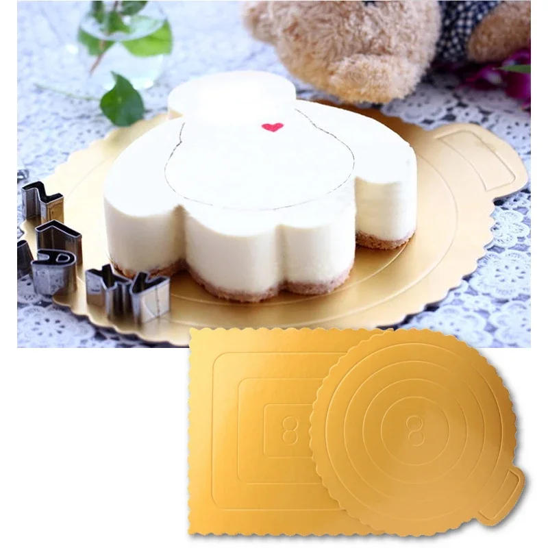 Description Picture 5 of item8 inch Round Square Dessert Displays Tray Gold Paper Cake Boards Wedding Birthday Cake Pastry Tools Kitchen Baking Supplies