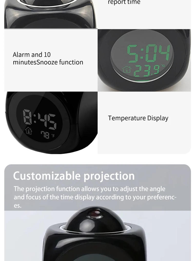 Description Picture 6 of itemMulti-function Projection Chime Clock LED Light Projection Alarm Clock Voice Chime Clock Digital Projection Clock