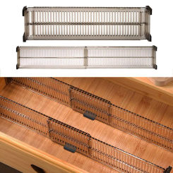 2Pcs Clear Drawer Dividers Organizers Adjustable Cabinet Closet Storage Plastic Drawers Separators for Clothing Kitchen Utensils