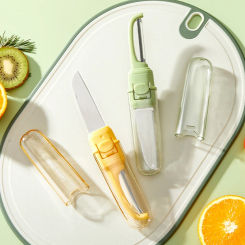 Fruit Paring Knife Multi-functional Scraper Household Kitchen Gadgets Folding Portable Paring Tools Two-in-one Small Fruit Knife
