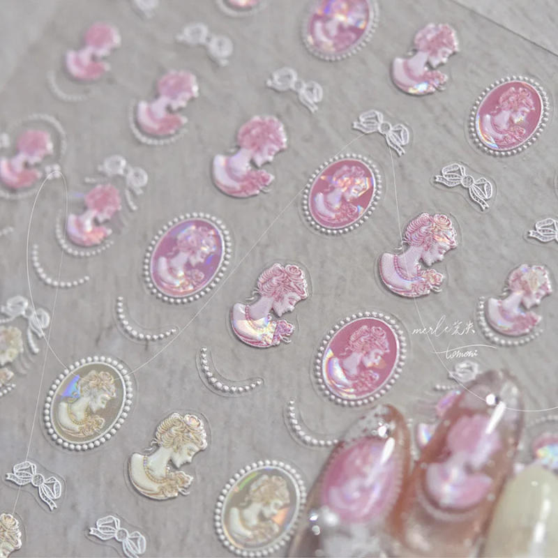 Description Picture 5 of item1pcs 5D Japanese Profile Picture Nail Art Stickers Kawaii Glitter Shell Relief Nail Decorations Adhesive Decals DIY Accessories