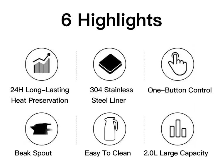 Description Picture 3 of itemIconic Brand 2L Thermal Coffee Bottle Stainless Steel Vacuum Flasks Office Hot Coffee Thermos Insulation Kettle Hot Water Thermos Pot