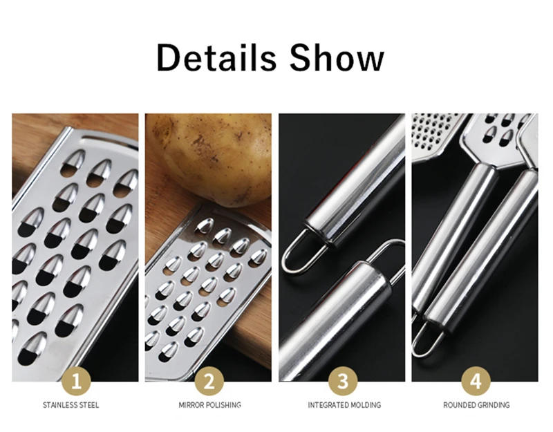 Description Picture 6 of itemMulti-Purpose Cheese Lemon Grater for Fruit Vegetables Stainless Steel Potato Carrot Slicer Peeler Food Crusher Kitchen Gadgets