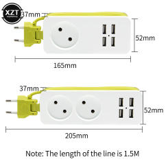 1.5M EU Plug Power Strip With 4 USB Portable Extension Socket 1200W Plug Cable AC Power Travel Adapter USB Smart Phone Charger