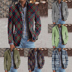 High Quality Suit Men's Coat Thick Plaid Korean Version Trend Small Suit Autumn and Winter Slim Youth Handsome Casual Jacket