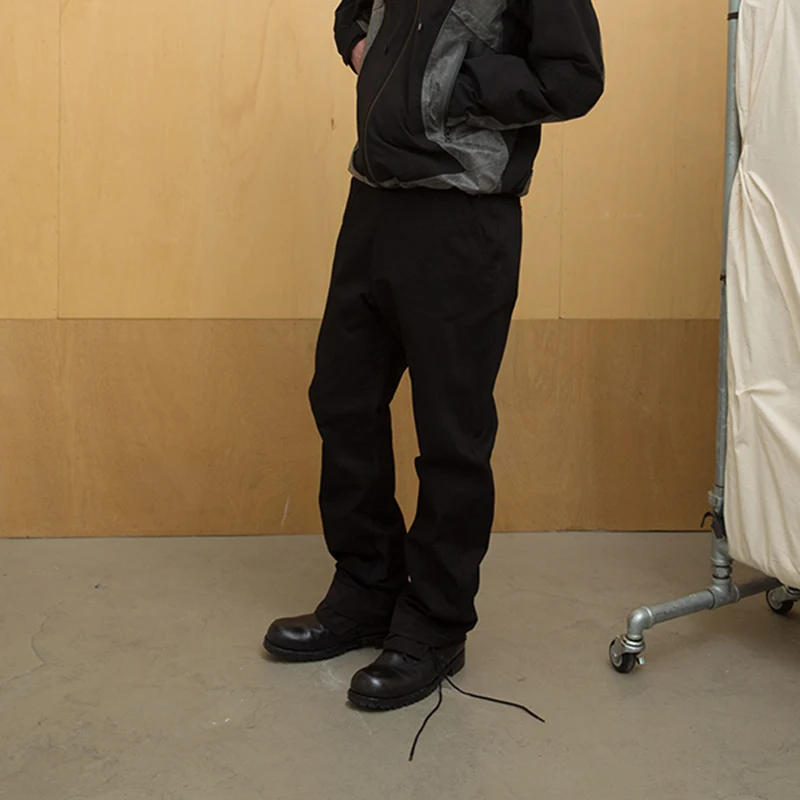 Description Picture 4 of itemHigh Street Splice Shaped Vibe Style Micro Flare Pants for Men Straight Black Baggy Casual Cargos Y2K Harajuku Hip Hop Trousers