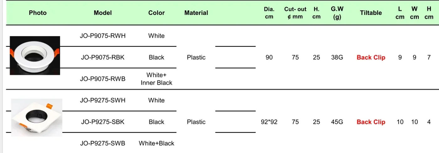 Description Picture 2 of item1PCS Cutting 75mm Side Length Diameter 78mm Square Spotlight Frames MR16 GU10 Recessed Downlight Frame