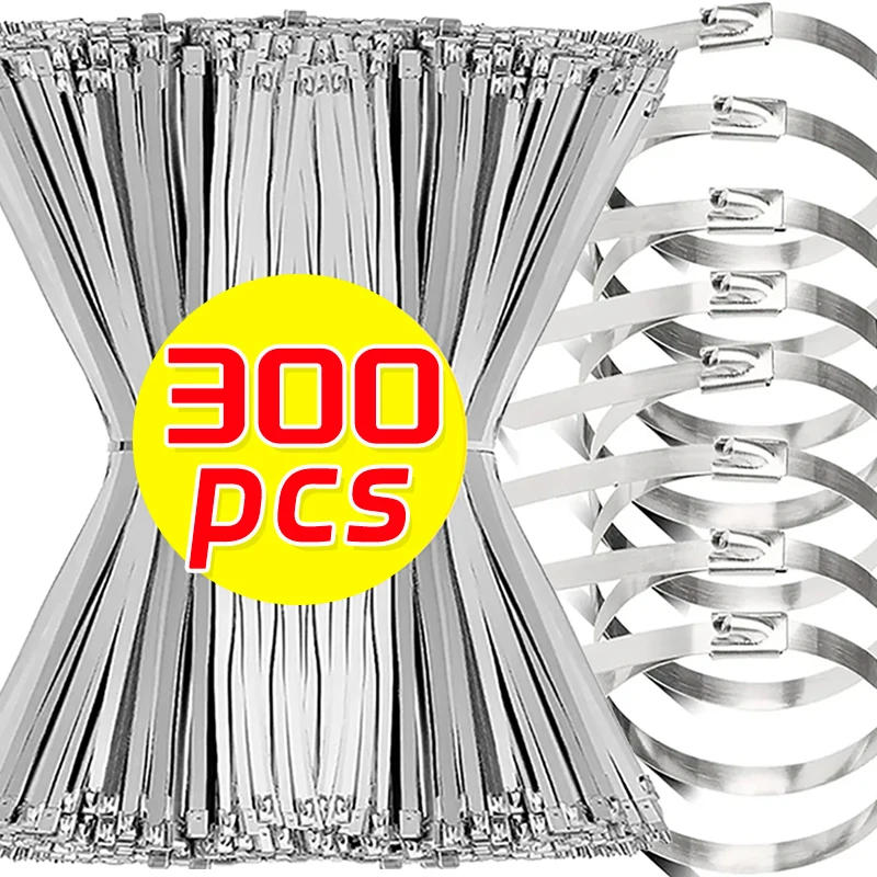 Description Picture 3 of item300/20Pcs Stainless Steel Cable Ties Metal Self Locking Fastening Ring Heavy Duty Wrap Wire Ties Organizer Hardware Accessories