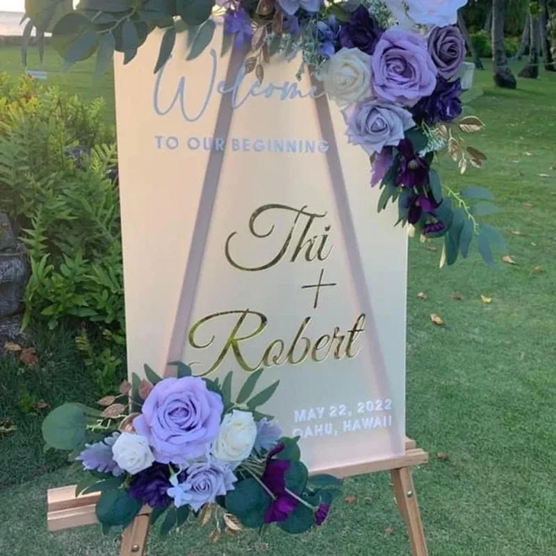 Description Picture 4 of itemCustom 3D Frosted Acrylic Wedding Welcome Garden Backdrop Sign Wedding Decoration Sign Board Country Wedding accessories