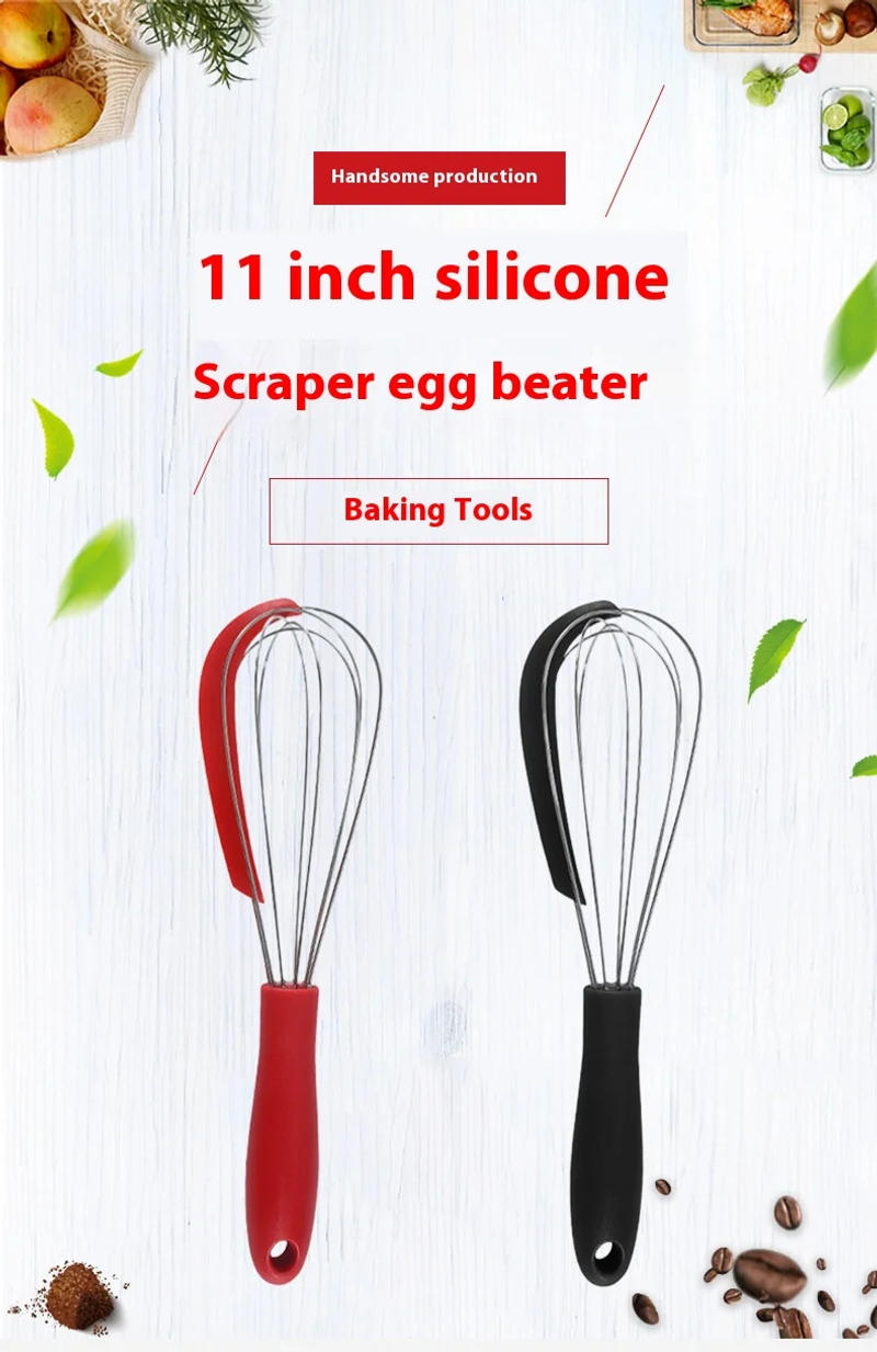 Description Picture 2 of itemSilicone Wire Whisk With Silicone Spatula Manual Egg Stirring Whisk Balloon Whisk Milk and Egg Blender Beater