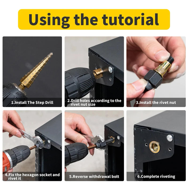 Description Picture 4 of item21pcs/set Rivet Nut Tools Hand Rivet Nut Head Simple Installation Manual Riveter For Rivnuts Tools M3 4 M5 M6 M8 M10 Series