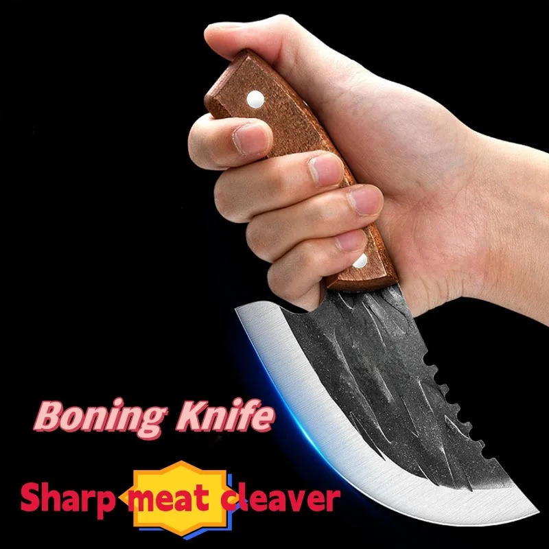 Description Picture 4 of itemForged Meat Cleaver Kitchen Chef Knife Fishing Boning Fruit Cutting Knife BBQ Butcher Portable Utility Pocket Viking Knife