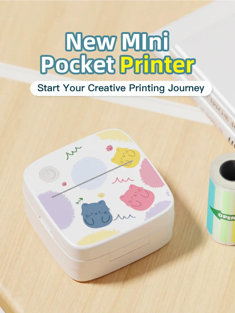 Description Picture 3 of itemDolewa D2 Label Maker Printer Portable Printer Cartoon Cat Thermal Paper Label Sticker Paper for Photo Printing Error Printing