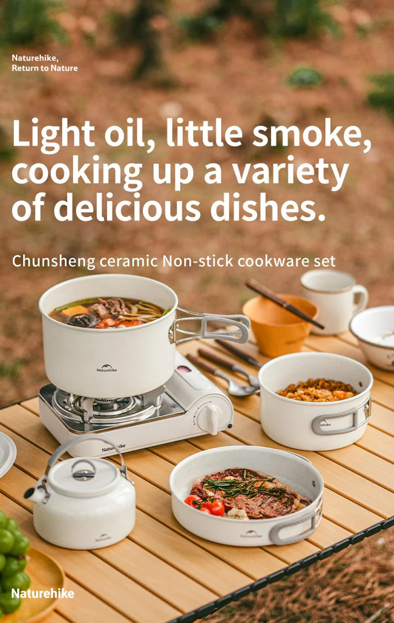 Description Picture 3 of itemNaturehike Camping Tableware Pots Cookware Portable Combination Pots and Cutlery 3-7 Persons Cookers Outdoor Picnic Camping Gear