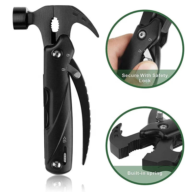 Description Picture 6 of itemMulti-Function Stainless Steel Pliers 12 In 1 Portable Multi Tools Claw Hammer Lifesaving Hammer Knife Hand EDC Tools