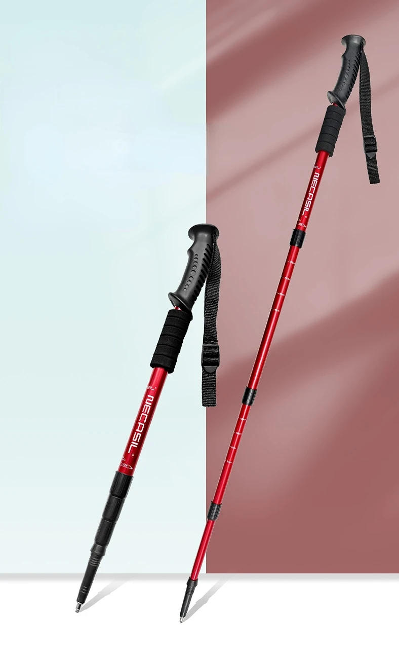 Description Picture 5 of itemAdjustable Ultralight Trekking Poles Aluminium Alloy Walking Stick Trail Running Hiking Alpenstock Folding 135cm For Tourism