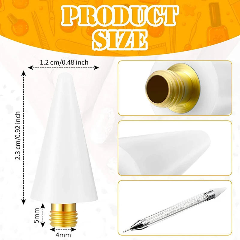 Description Picture 2 of item5Pcs Nail Dotting Wax Pen Replaceable Head Beads Rhinestones Gems Picker Dotting Pen Manicure Self-adhesive Nail Art Tools