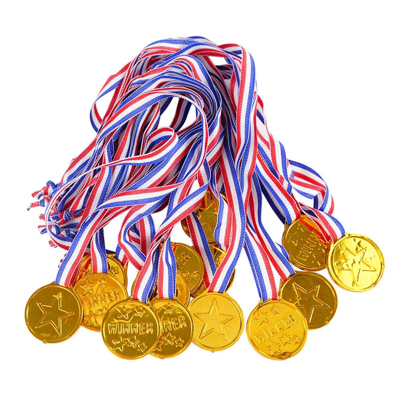 Description Picture 3 of item10/20Pcs Plastic Gold Winner Award Medals Kids Birthday Party Favors Sports Game Prize Toys Soccer Football Party Pinata Filler