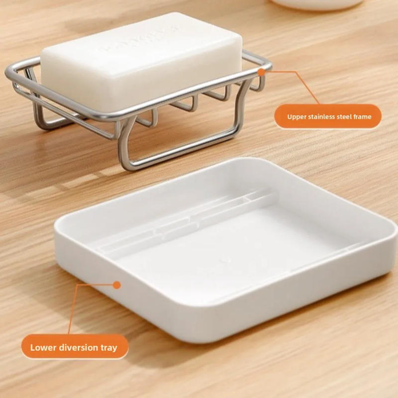 Description Picture 5 of itemCreative Japanese Style Double-Layer Soap Box Rustproof Stainless Steel Soap Storage Rack Household Soap Storage Box Kitchen