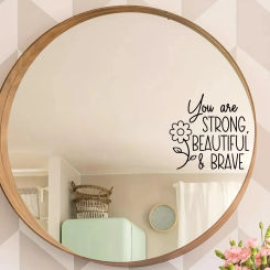 Affirmation Cards”You Are Strong Beautiful Brave“ English Wall Stickers for Bedroom Cloakroom Mirror Decoration Wall Decals