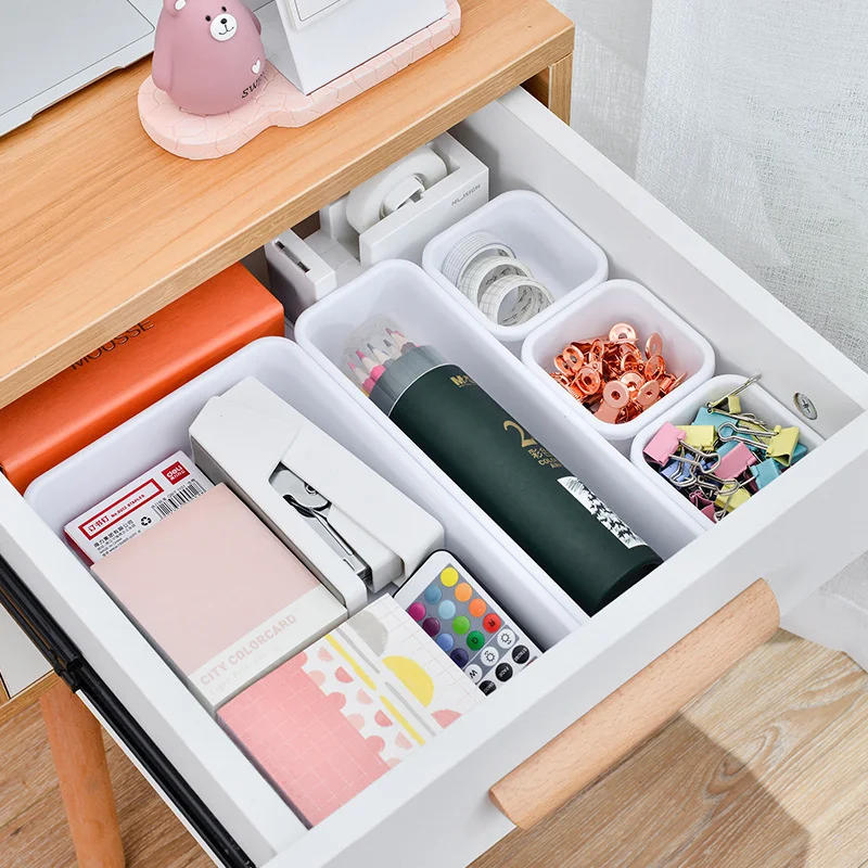 Description Picture 2 of item8PCS Jewelry Drawer Organizers Dustproof Desk Stationery Storage Box Women Makeup Organizer For Kitchen Bathroom Accessories