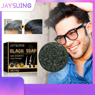 Sdatter 50g Jaysuing Black Hair Soap Black Thick Hair Care Cleansing Scalp Supple Hairs Strong and Tough Hair Treatment Beauty P