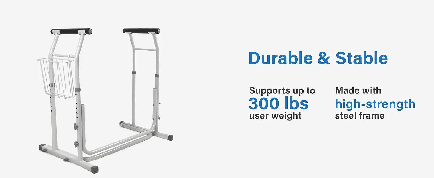 Description Picture 3 of itemVaunn Medical Bathroom Patented Height Adjustable Height Toilet Rail Grab Bar and Commode Safety Frame Handle