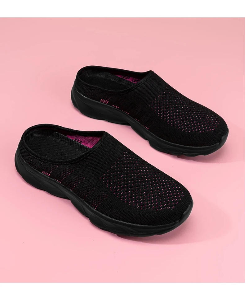 Description Picture 4 of item2024 Summer Mesh Casual Shoes Breathable Half Loafers Fashion Outdoor Indoor Slippers Women Flats Comfortable Couple Sneakers