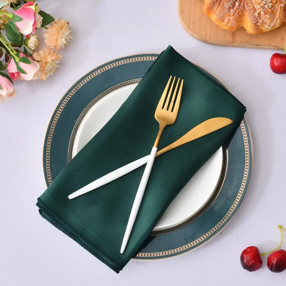 Description Picture 6 of item12Pcs 30*30cm Square Satin Table Napkin Hotel Serving Table Napkins Washable Handkerchief  Wedding Birthday Banquet Decoration
