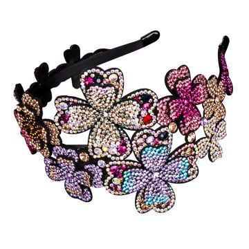 Vintage Colorful Gatsby Headband: Wide Headband Rhinestone Headwear Masquerade Prom Party Hair Accessories