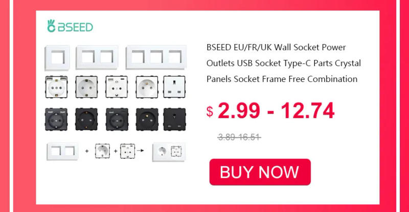 Description Picture 3 of itemBSEED Zigbee 1/2/3Gang Smart Touch Switches Glass Panel Wall Socket Frames DIY Function Parts Tuya Smart Life App Control