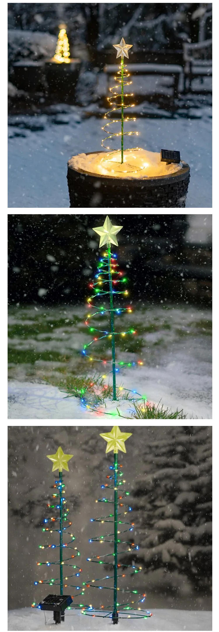 Description Picture 6 of itemSolar Wrought Iron Christmas Tree Lights LED Ground String Lights Dustproof IP65 Outdoor Patio Garden Lawn Atmosphere Lights