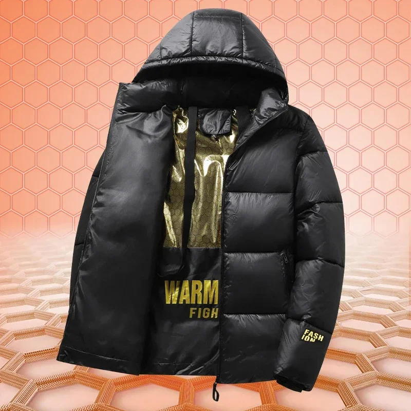 Description Picture 3 of itemMen Luxury Fashion Parka Coats New Winter Section Casual Thicken Cotton Parka Hooded Outwear Windproof Warm Jackets Hoodies