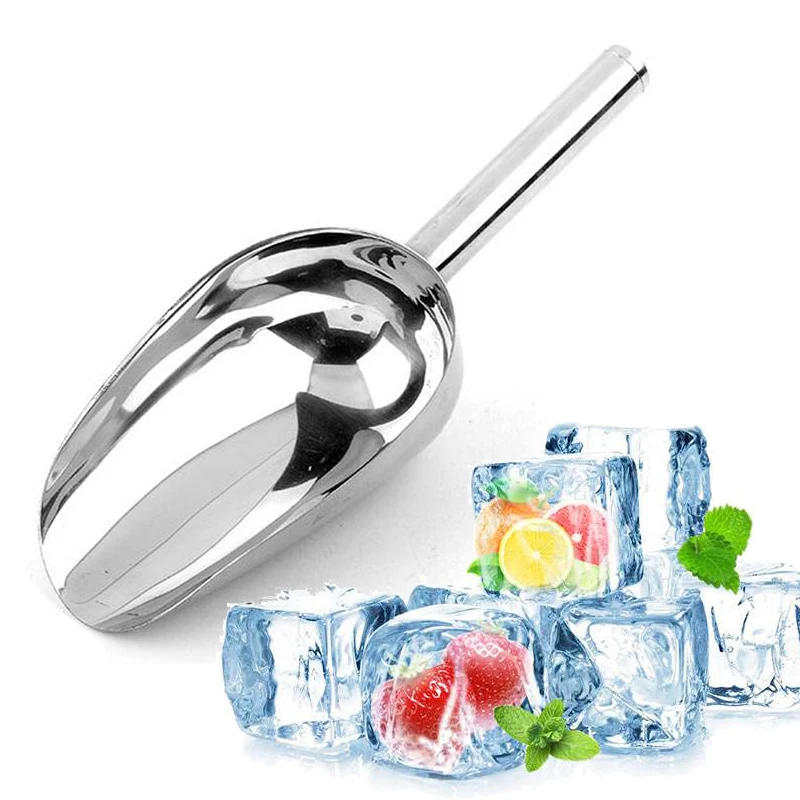 Description Picture 6 of itemStainless-Steel Ice Cube Scoop Bar Buffet Kitchen Spice Candy Flour Nut Scoop Spoon Dry Goods Shovel Party Kitchen Accessories