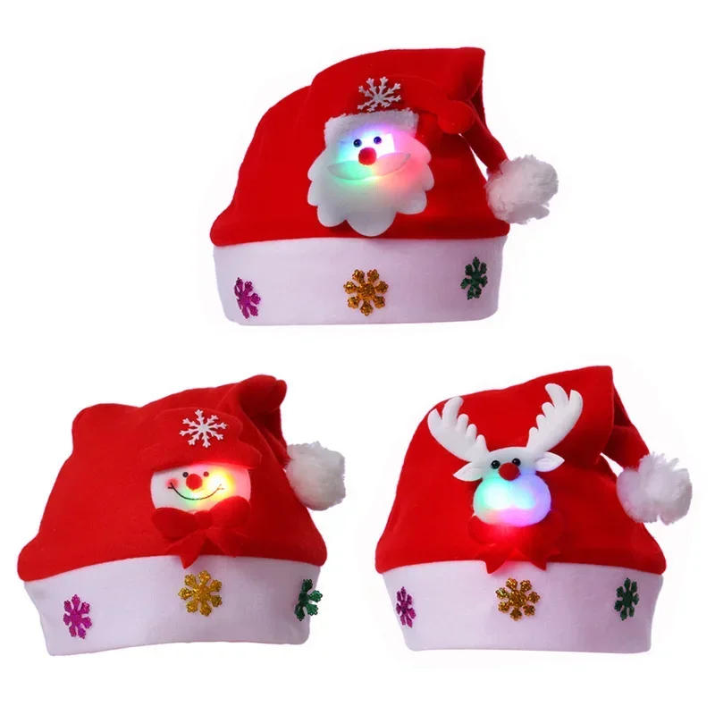 Description Picture 5 of itemChristmas Hats LED Light Up Cap Santa Claus Hat Snowman Elk Xmas Hat for Adult Kids New Year Festive Holiday Party Supplies