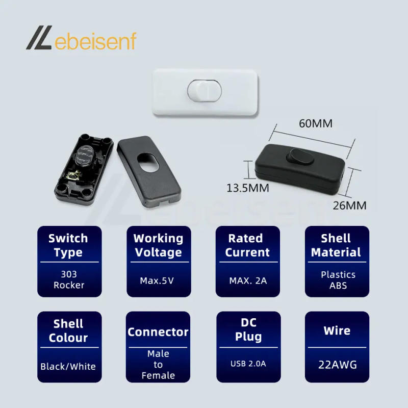 Description Picture 5 of item0.3m 1m USB Switch Cable Male to Female Docking Extension Cable Power Cord with 303 On/Off for PC USB Fan LED Lamp USB Charger