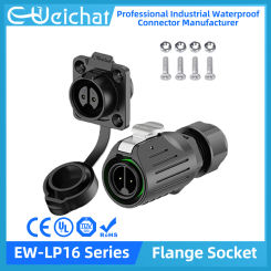EW-LP16 Waterproof Connector IP68 Industrial Circular Aviation Electrical Connector M16 2-9 Pin Flange Socket
