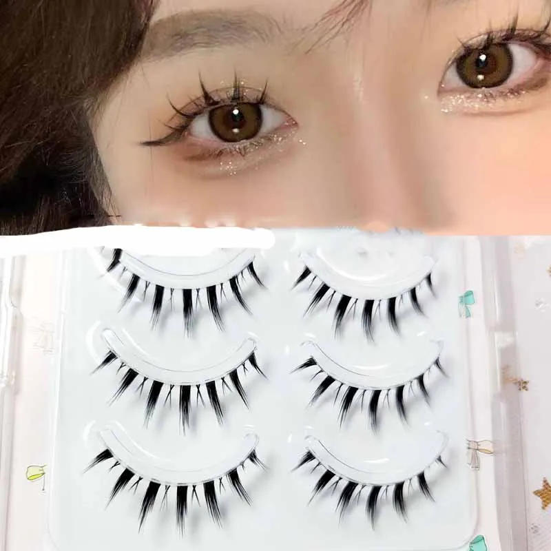 Description Picture 3 of item5 Pairs False Eyelashes Women Natural Japanese Serious Makeup Short Thin Eye Lash Extension Cosplay False Eye Lashes