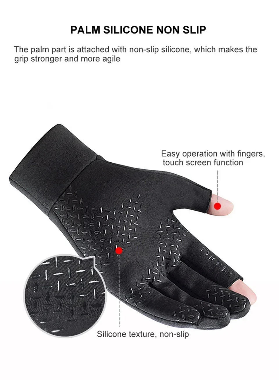 Description Picture 6 of itemWinter Fishing Men's Gloves Women Cycling Skiing Warm Anti-Slip Gloves for Sports Touch Screen Two Fingers Cut Outdoor Angling