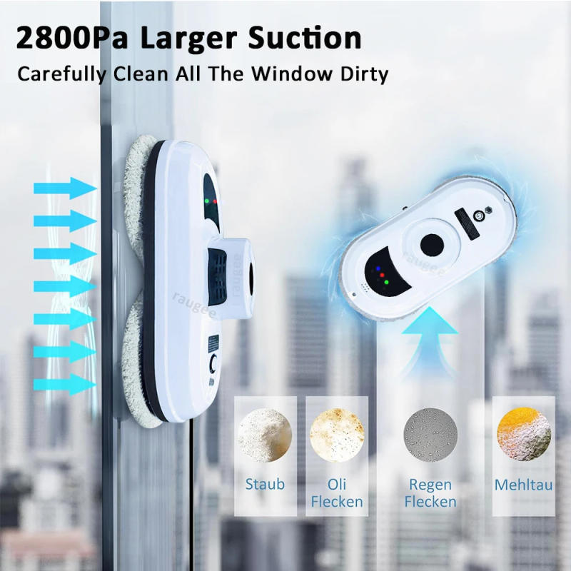 Description Picture 2 of itemRobotic Window Cleaner Smart Window Robot Cleaner Clean Glass 2800Pa Electric Window Washer Robot with Remote Control for Home